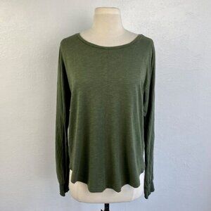 Lilla P Woman Green T Shirt Top Small Doman Sleeves Cotton Model Long Sleeve
